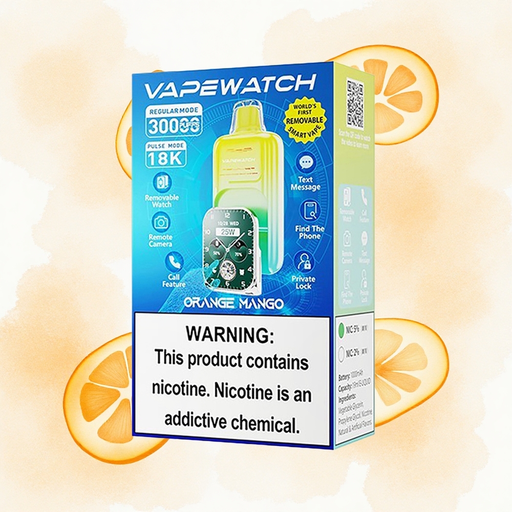 JNR VapeWatch 30000 Naranja Mango Doble Malla Carga Rápida 19mL
