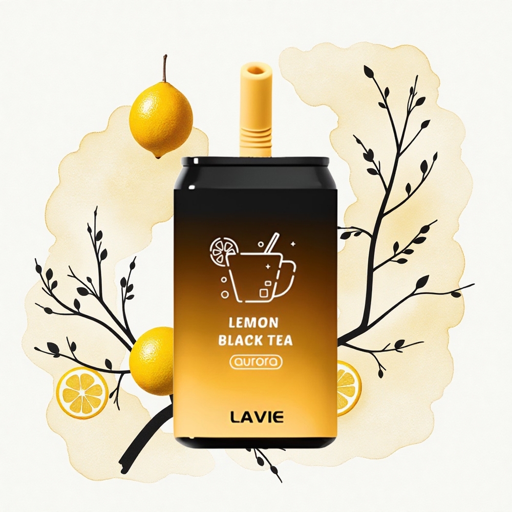 Lavie Aurora 11000 Puffs Té Negro Limón 22ML Tipo C Recargable