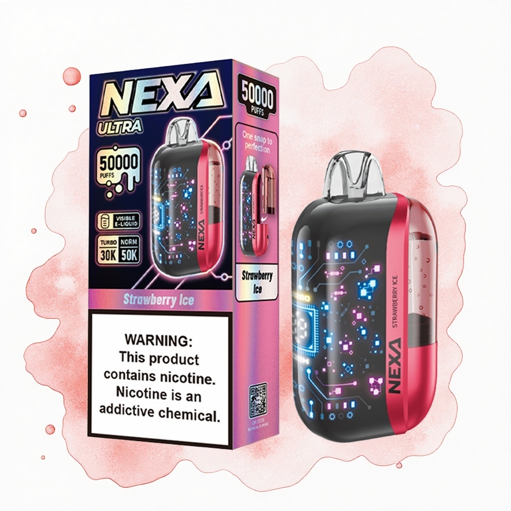 NEXA Ultra 50000 Puffs Helado de Fresa con Pantalla 3D y Carga Tipo-C