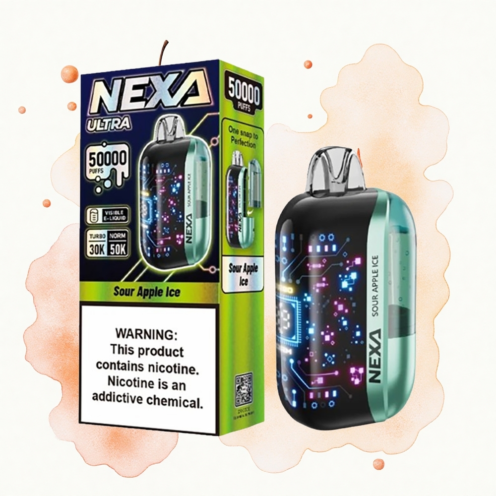 NEXA Ultra 50000 Puffs Manzana Ácida Helada 20ml 5% Pantalla 3D