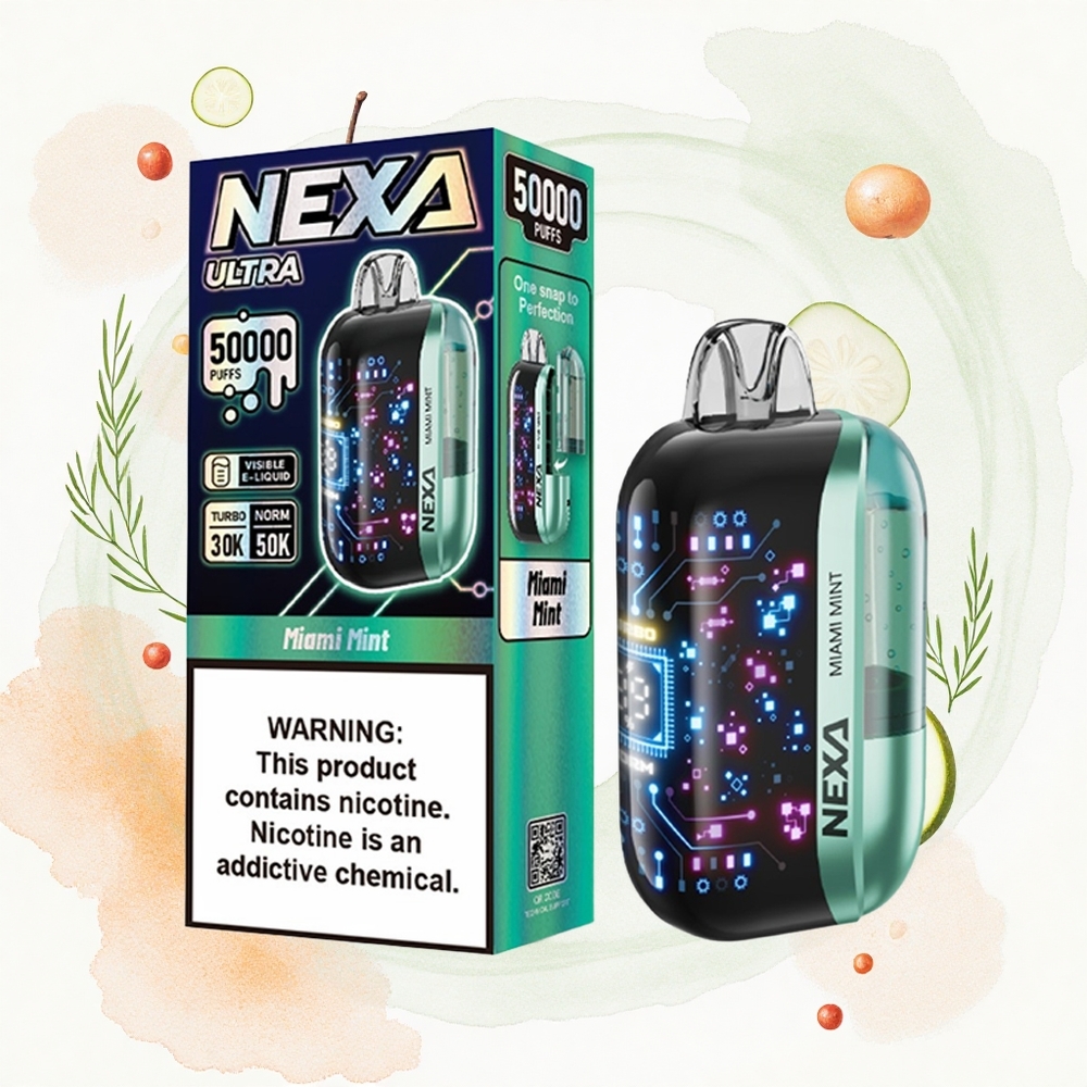 NEXA Ultra 50000 Puffs Menta de Miami 50K Pantalla 3D Carga Tipo-C