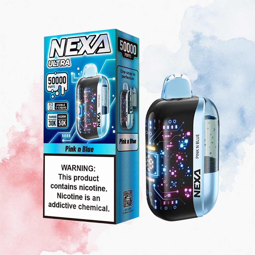NEXA Ultra 50000 Puffs Rosa y Azul 50K Pantalla 3D Carga Tipo-C