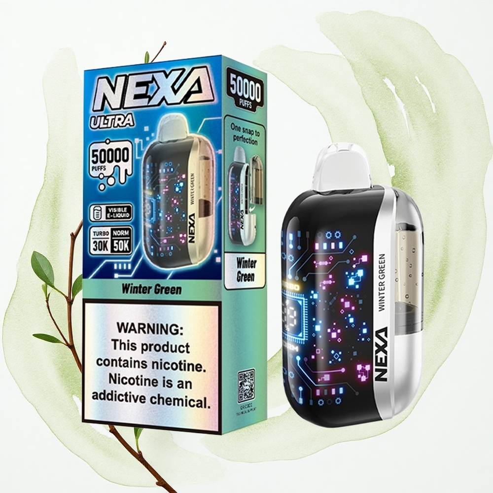 NEXA Ultra 50000 Puffs Verde Invierno 50K con Pantalla 3D y Doble Malla