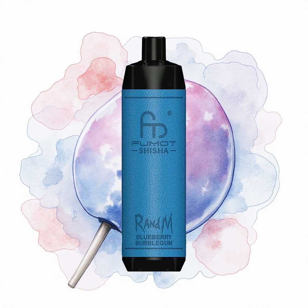 RandM Fumot Shisha 10000 Puffs Chicle de Arándano LED Tipo-C