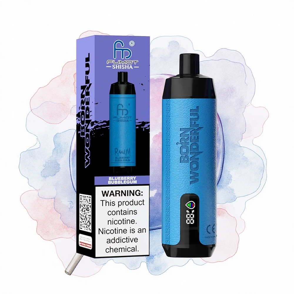 RandM Fumot Shisha 10000 Puffs Chicle de Arándano LED Tipo-C