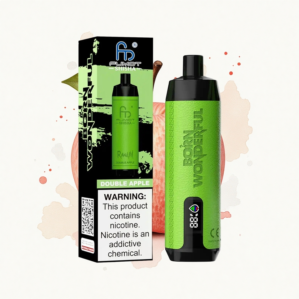 RandM Fumot Shisha 10000 Puffs Manzana Doble LED Tipo-C 0.6ohm