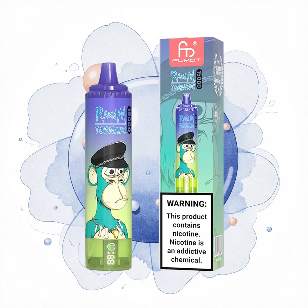 RandM Fumot Tornado 15000 Puffs Chicle de Arándanos Mesh LCD Tipo-C