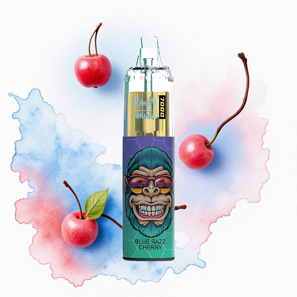 RandM Fumot Tornado 7000 Puffs Cereza Azul Frambuesa con Coil Mesh y RGB