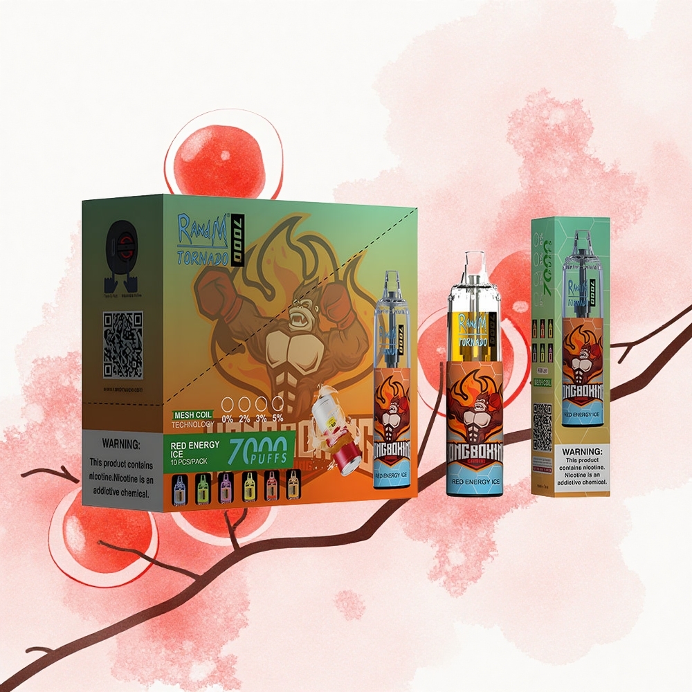 RandM Fumot Tornado 7000 Puffs Energía Roja Hielo Tipo-C 14ML RGB