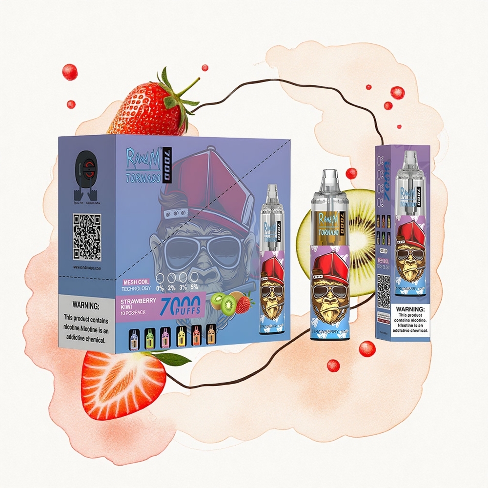 RandM Fumot Tornado 7000 Puffs Fresa Kiwi RGB Tipo-C Ajustable