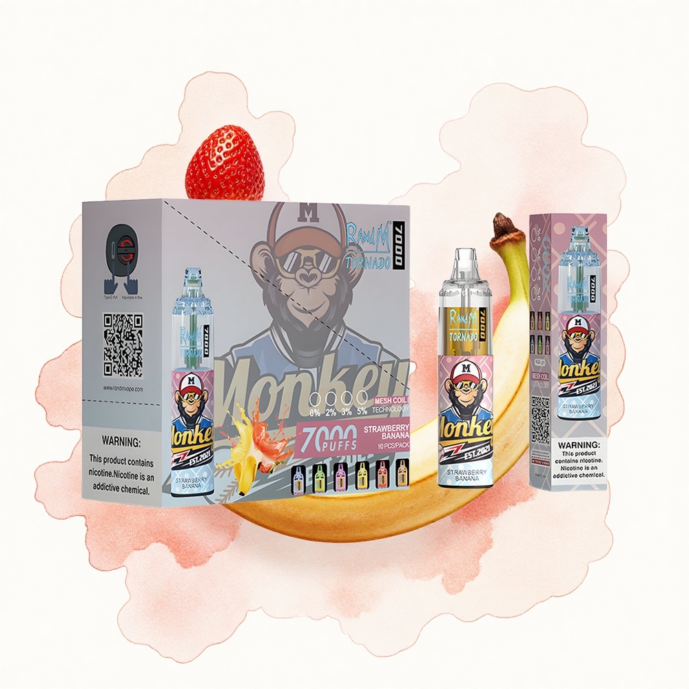 RandM Fumot Tornado 7000 Puffs Fresa Plátano 14ML Tipo-C