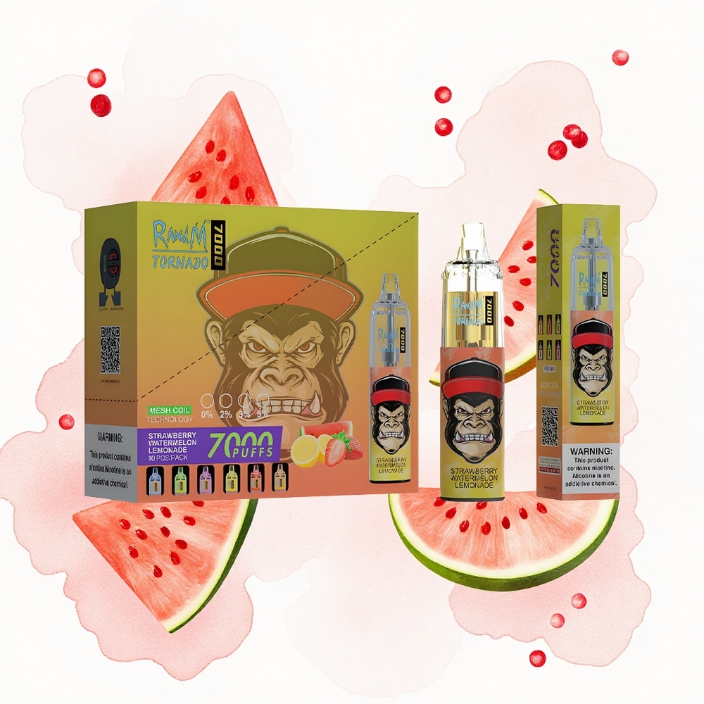 RandM Fumot Tornado 7000 Puffs Fresa Sandía Limonada con Batería 850 MAH y Luz RGB