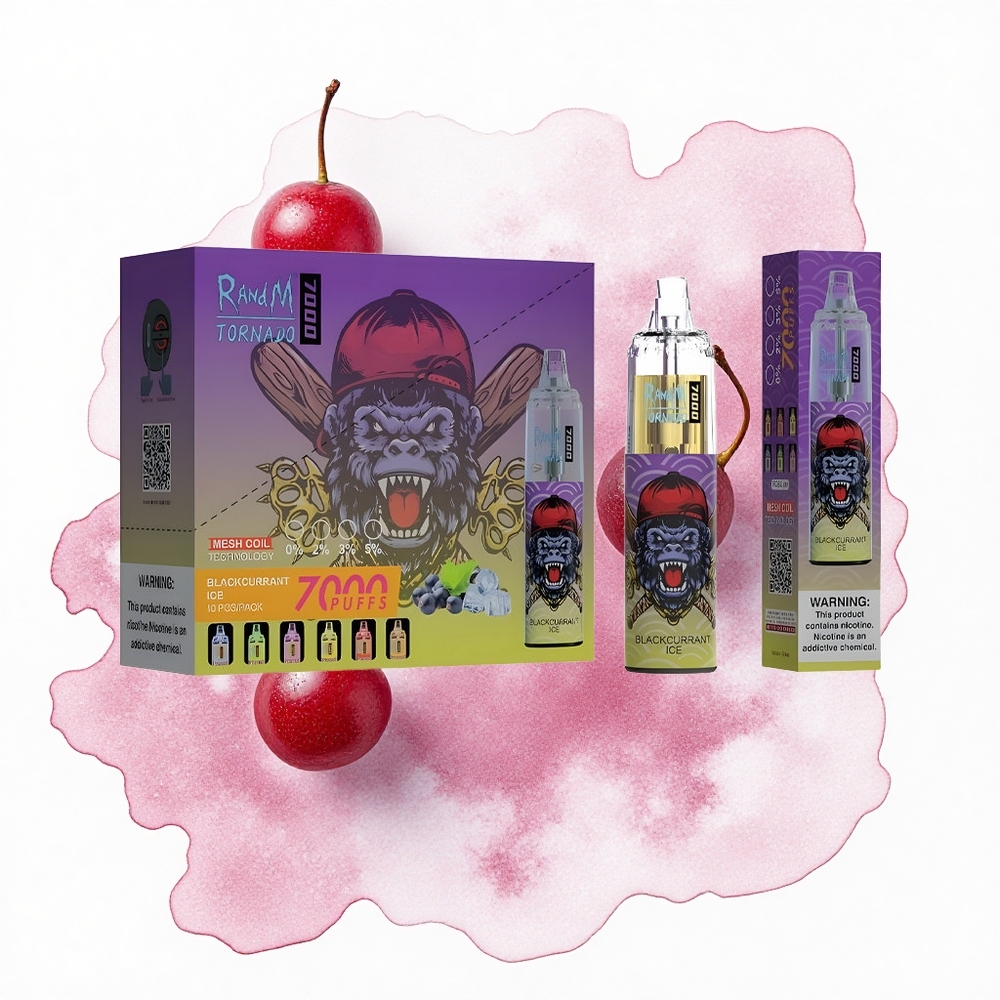 RandM Fumot Tornado 7000 Puffs Helado de Grosella Negra con Bobina Mesh y Luz RGB