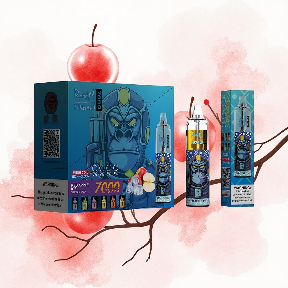 RandM Fumot Tornado 7000 Puffs Manzana Roja Hielo 14ML Mesh Ajustable