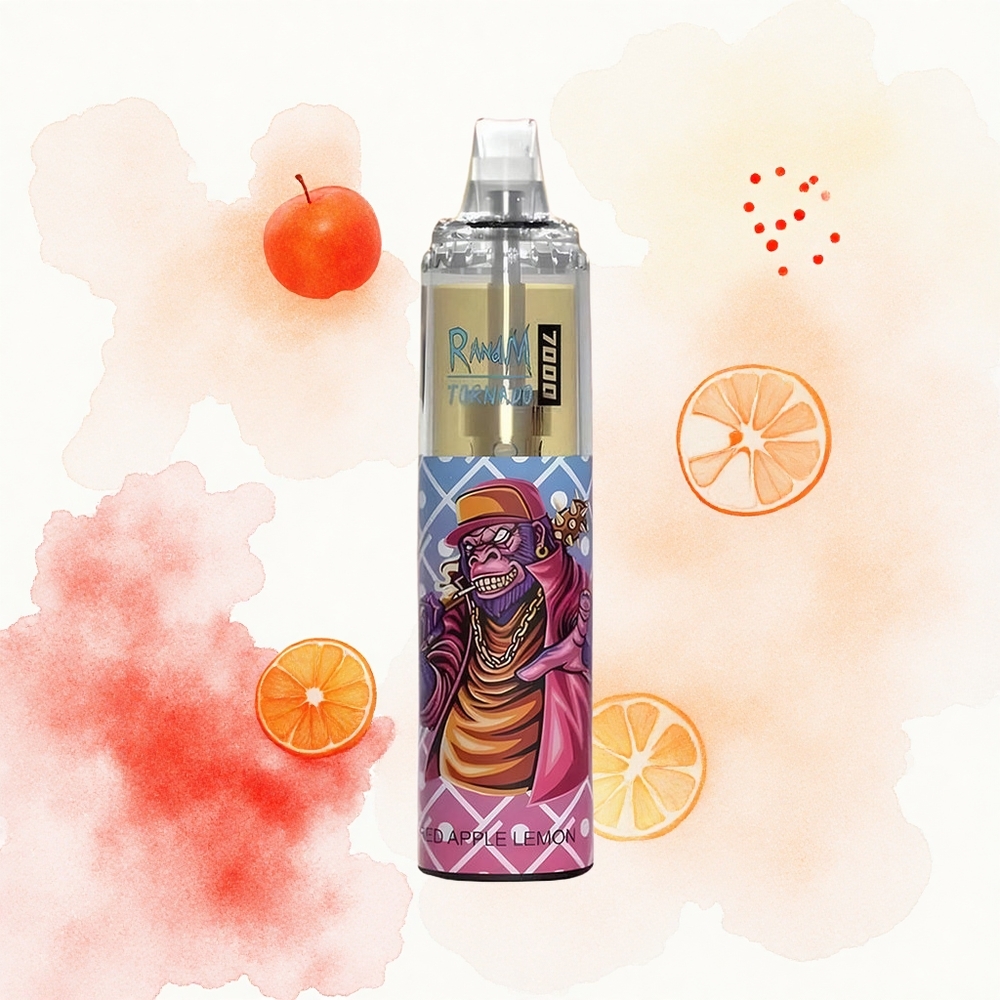 RandM Fumot Tornado 7000 Puffs Manzana Roja Limón 7000 Puffs Tipo-C Luz RGB