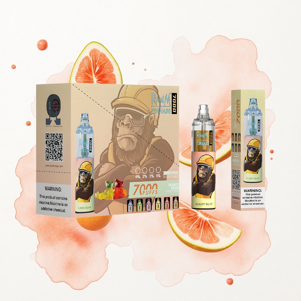 RandM Fumot Tornado 7000 Puffs Osito de Goma 14ML Tipo-C Malla Ajustable