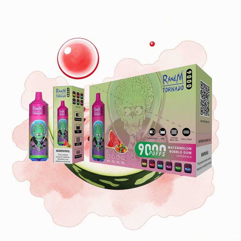 RandM Fumot Tornado 9000 Puffs Chicle de Sandía 9000 Puffs 18 mL Malla