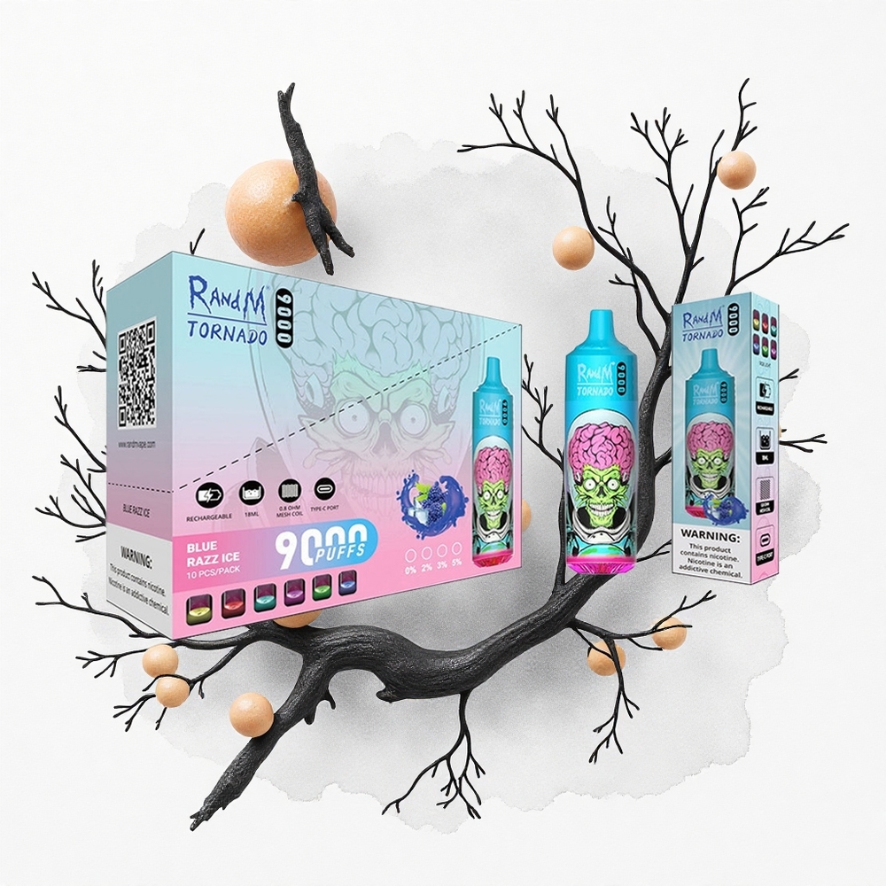 RandM Fumot Tornado 9000 Puffs Dragón Negro Hielo 9000 Puffs Pantalla RGB