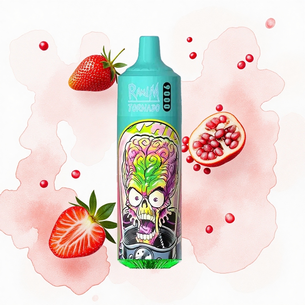 RandM Fumot Tornado 9000 Puffs Fresa Granada con Pantalla RGB y Bobina Mesh