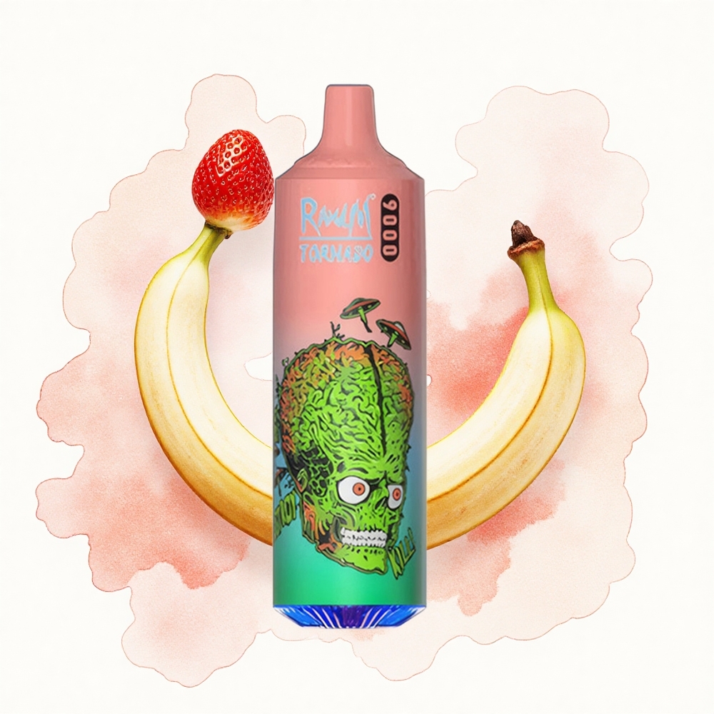 RandM Fumot Tornado 9000 Puffs Fresa Plátano con Malla RGB y 18 mL Recargable