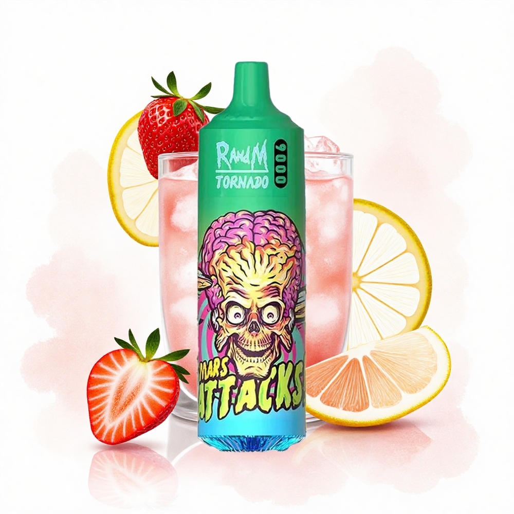 RandM Fumot Tornado 9000 Puffs Limonada de Fresa con Malla y Pantalla RGB