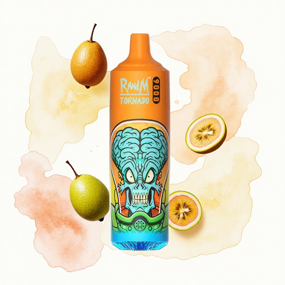 RandM Fumot Tornado 9000 Puffs Pasión de Kiwi y Guayaba con Pantalla RGB y Bobina Malla