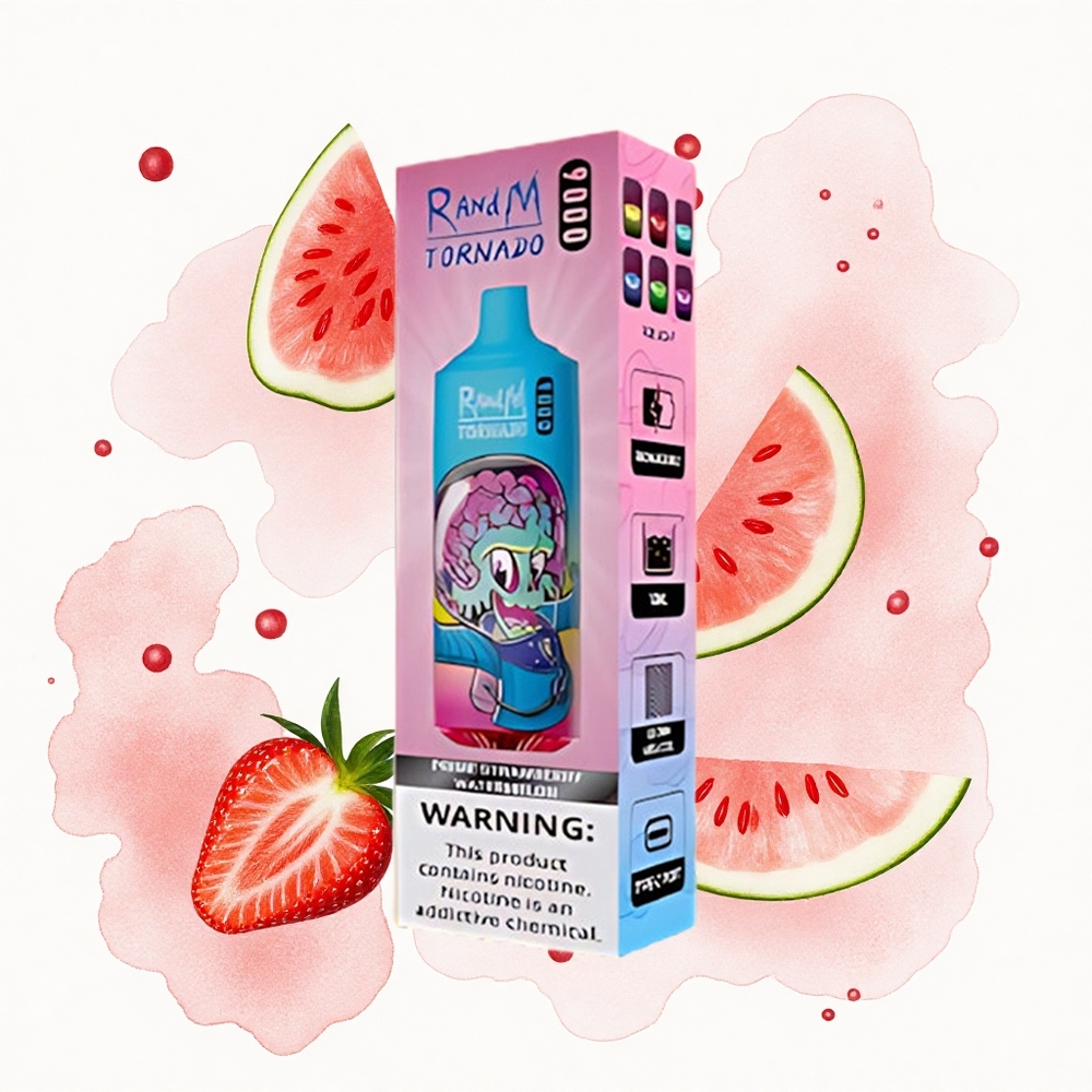 RandM Fumot Tornado 9000 Puffs Prime Fresa Sandía con Pantalla RGB y Bobina Malla