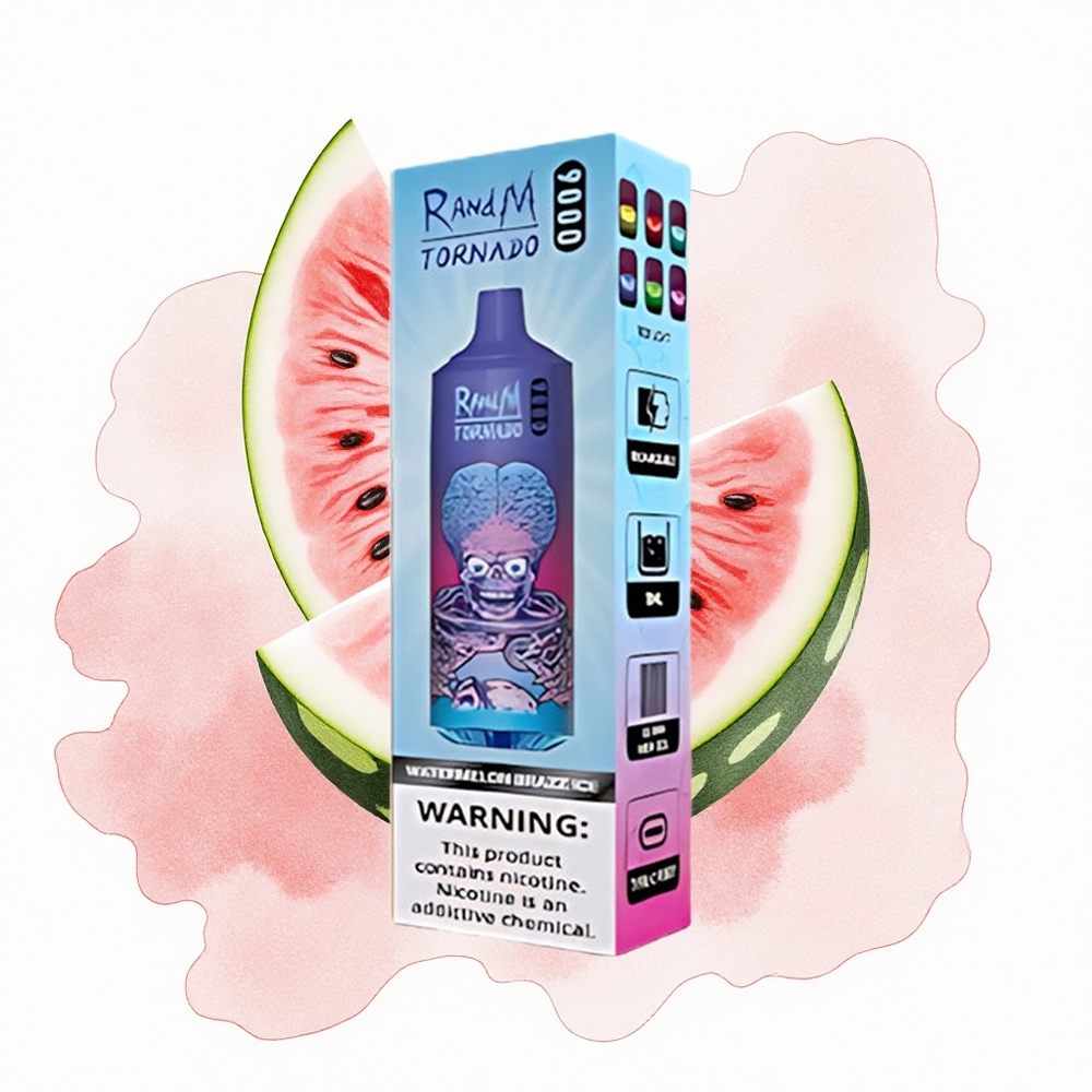 RandM Fumot Tornado 9000 Puffs Sandía Brazz Hielo con Pantalla RGB y Bobina Malla