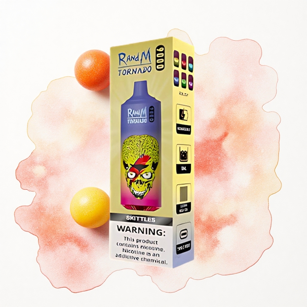 RandM Fumot Tornado 9000 Puffs Skittles Arcoíris con 18 mL y Malla