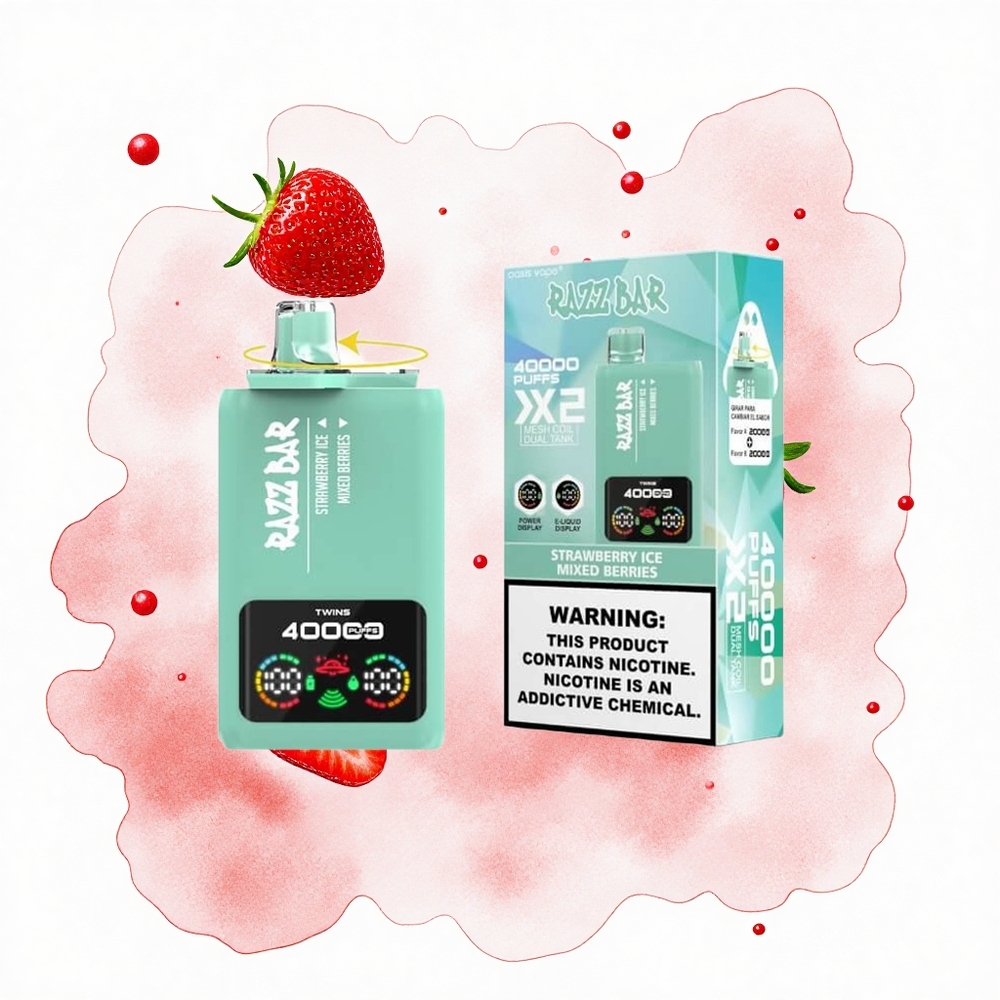 Razz Bar 40000 Puffs Helado de Fresa - Frutas Mixtas con Pantalla de Potencia y Doble Bobina Mesh 1.0Ohm