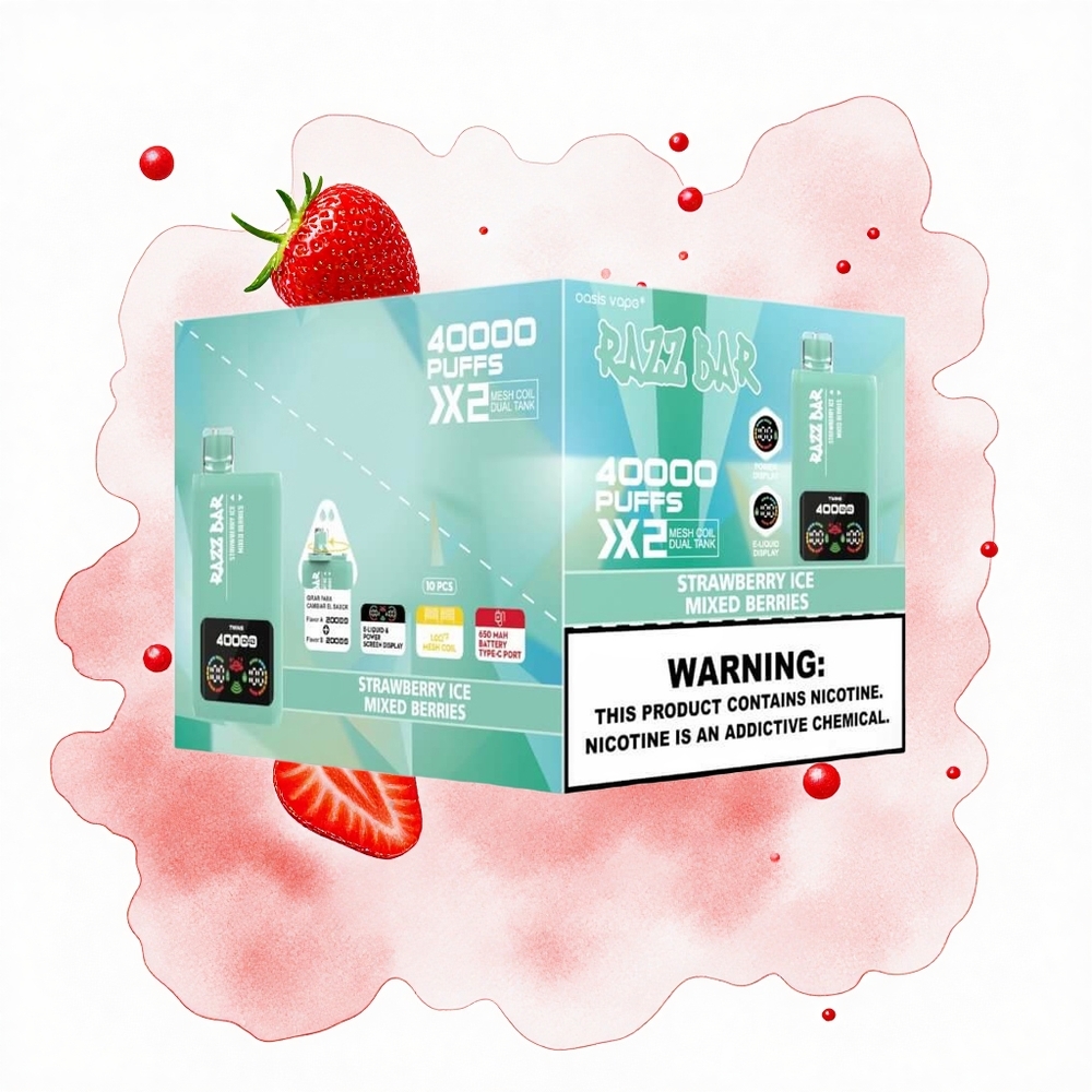 Razz Bar 40000 Puffs Helado de Fresa - Frutas Mixtas con Pantalla de Potencia y Doble Bobina Mesh 1.0Ohm