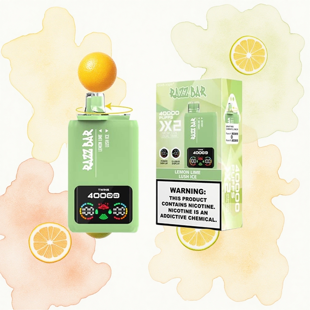 Razz Bar 40000 Puffs Lima Limón - Hielo Lujoso con Pantalla de Potencia y Doble Bobina de Malla