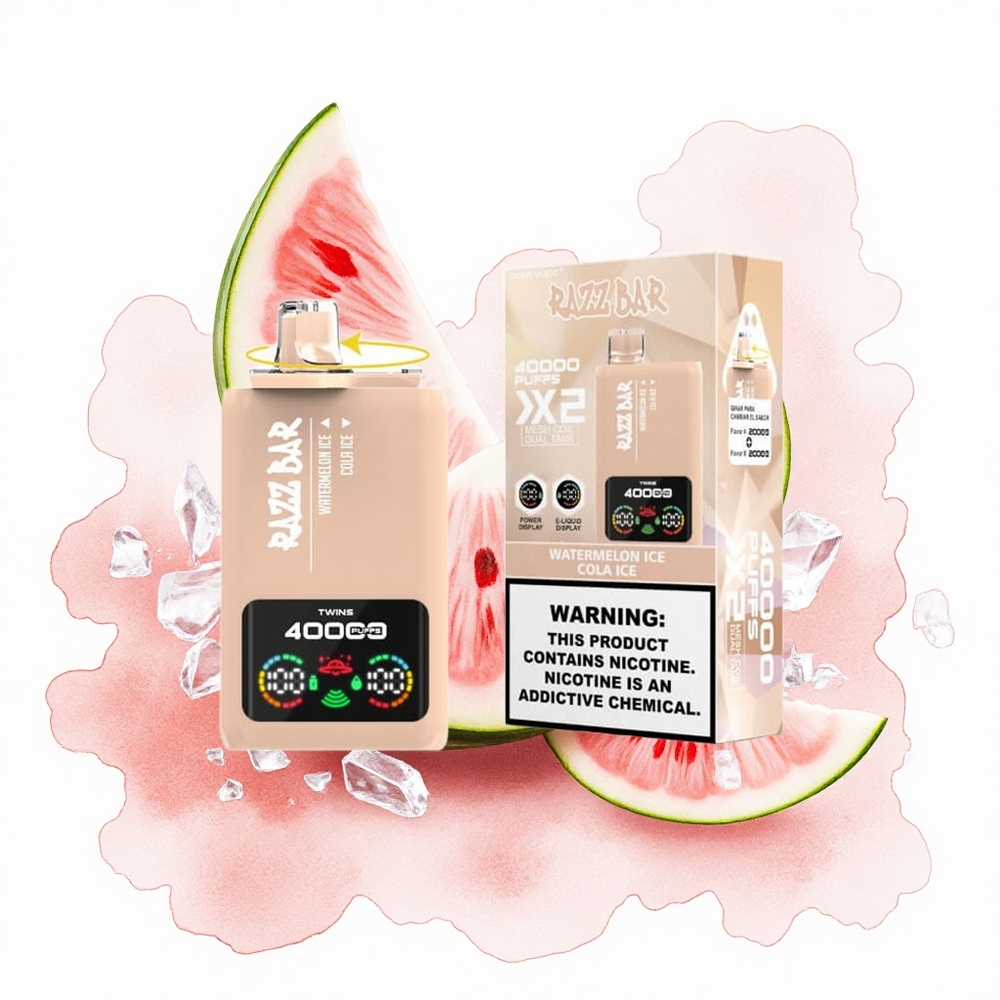 Razz Bar 40000 Puffs Sandía Helada - Cola Helada con Pantalla de Potencia y Bobina Doble Malla
