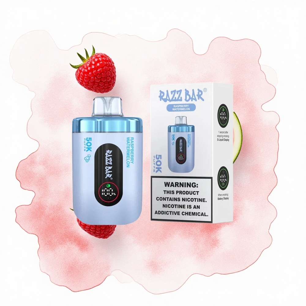 Razz Bar 50K Puffs Frambuesa Sandía Recargable 2% Nicotina