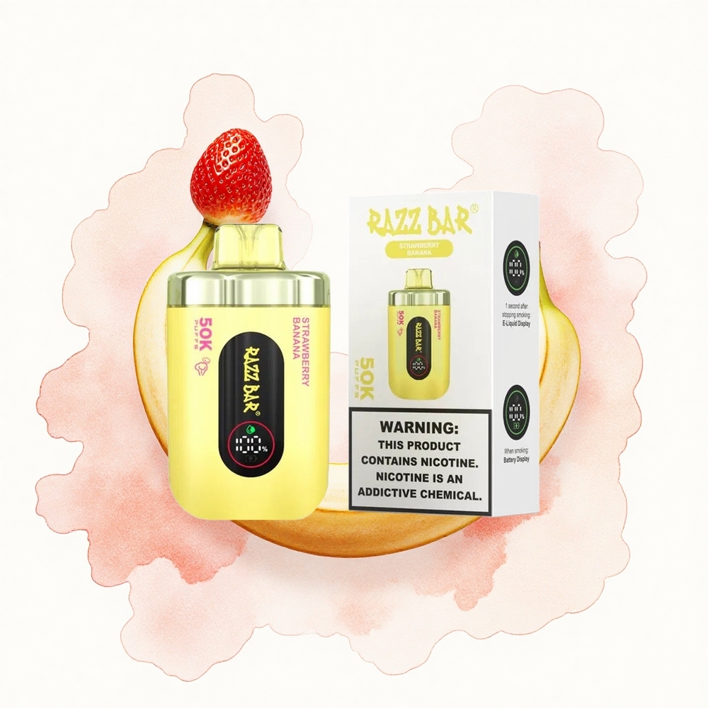 Razz Bar 50K Puffs Fresa Plátano Tipo-C Recargable 2% Nicotina