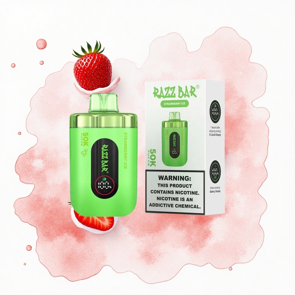 Razz Bar 50K Puffs Helado de Fresa con Malla de 1.0 Ohm y Tipo-C
