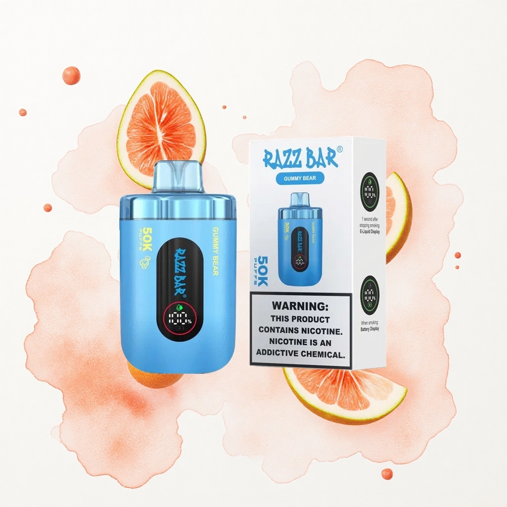 Razz Bar 50K Puffs Osito de Goma Recargable con Malla 2% Nicotina