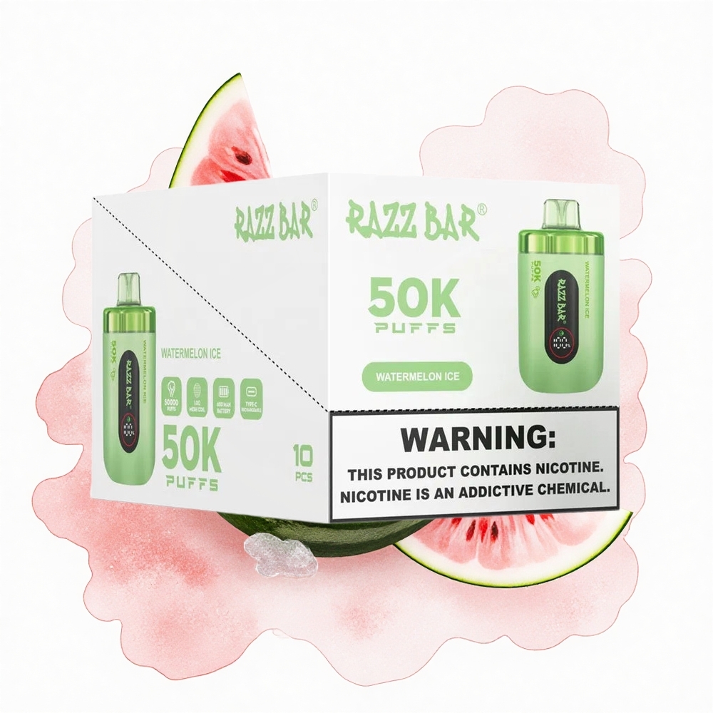 Razz Bar 50K Puffs Sandía Helada Tipo-C Recargable 2% Nicotina